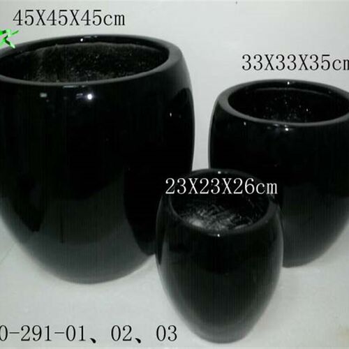 圆球形大肚广口h玻璃钢落地花盆花瓶 简约酒店办公空间装饰盆291