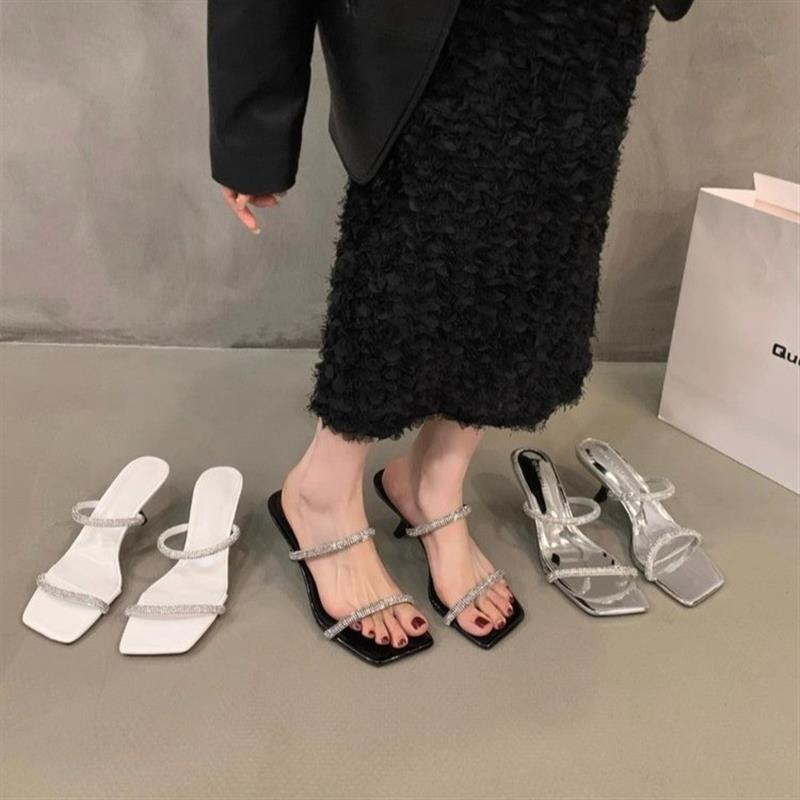 绝美3cm小跟鞋女夏季外穿新款凉拖鞋不累脚小高跟W鞋女款凉鞋细跟