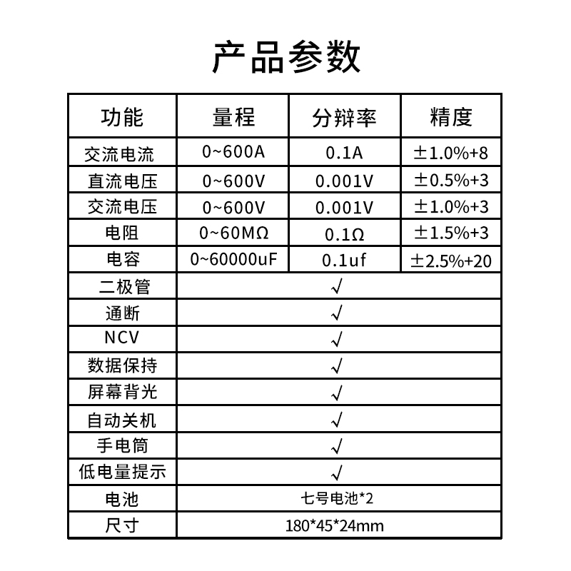 智能电流表全自动免换档自动量程高精度数显钳表卡流表勾表电流钳