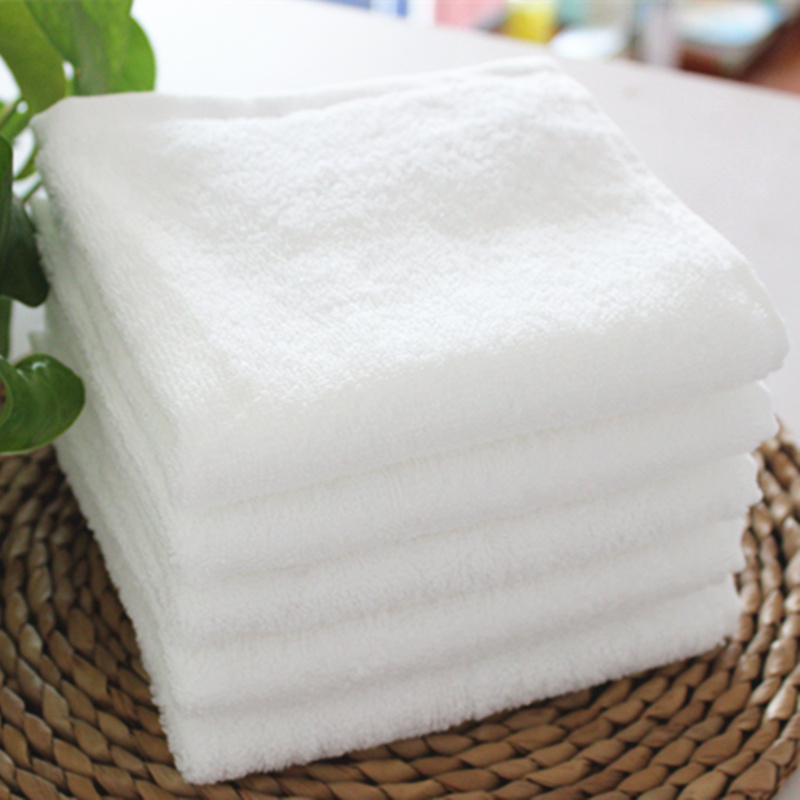 10条装白色加厚大方巾纯棉成人酒店美容店小毛巾女家用洗脸巾吸水