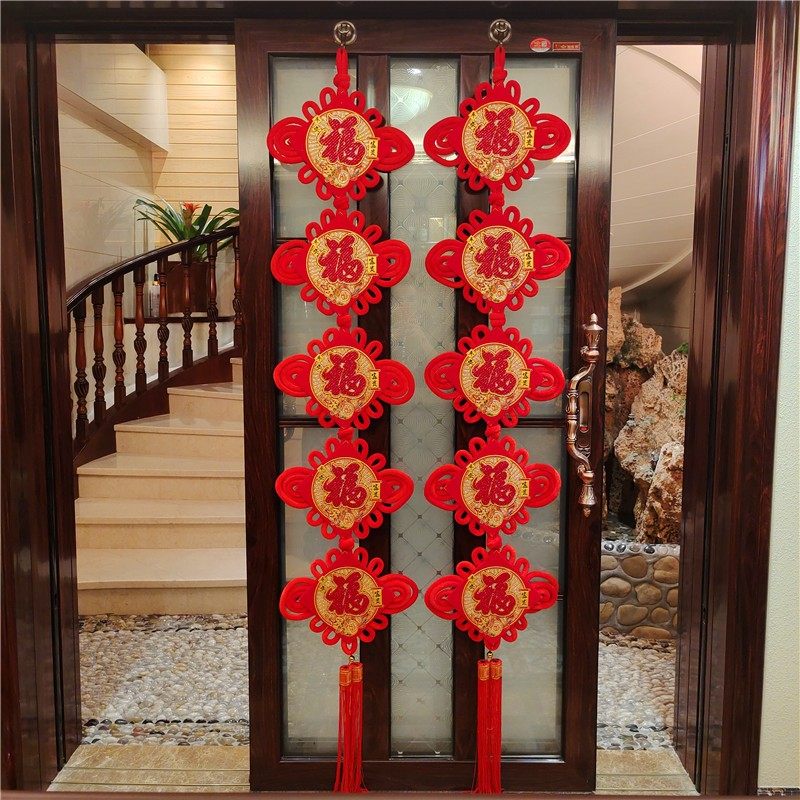 中国结对联双面挂件新年春节布艺对联乔迁门帘客厅墙壁背景墙挂饰