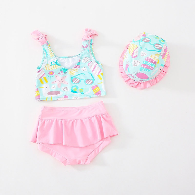 儿童泳衣女宝宝可爱小公主游泳衣2021新款小女孩分体沙滩海边泳装