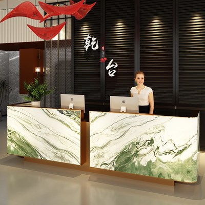 售楼部接待台吧台公司酒店前台水吧台烤漆异型简约吧台桌