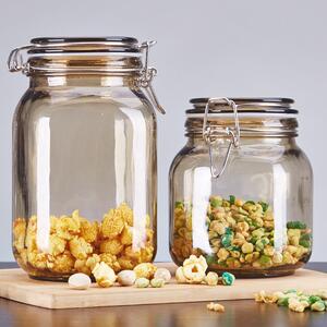喜碧贝吉融色炫彩玻璃密封罐储藏瓶F家用保鲜收纳罐暗金色 2件套