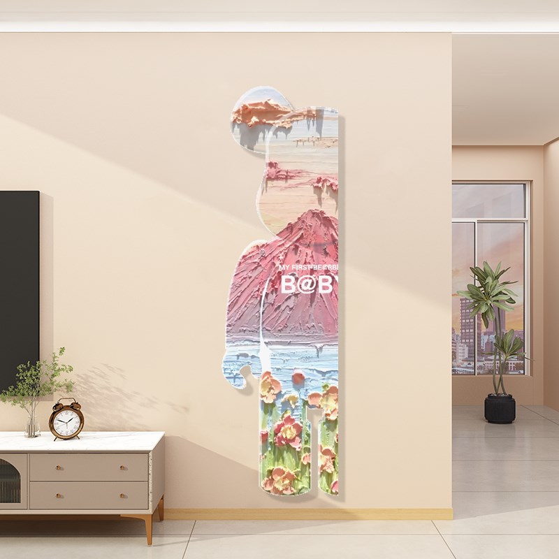 电梯门厅贴纸一梯一户电视机背景墙面装饰房间布置高级感玄关入户