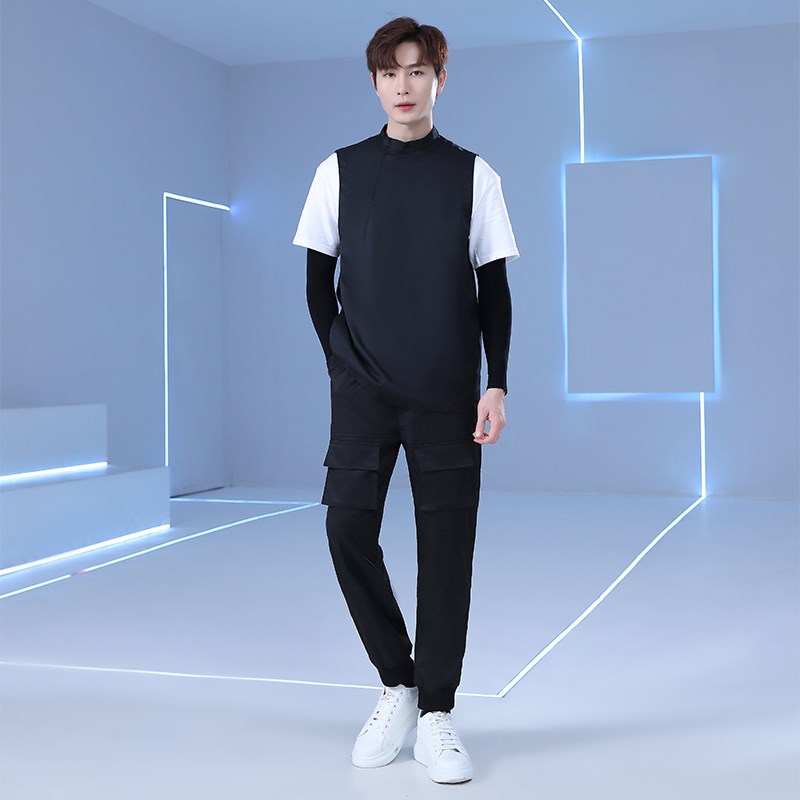 夏季理发店工作服套装美发廊烫染发型师助理酒吧定制马甲印制logo