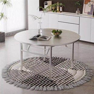 加厚不锈钢折叠圆桌商用15人大桌子圆形酒席餐桌夜宵大排档折叠桌