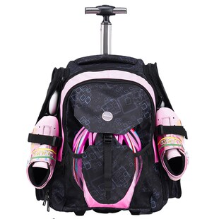 速滑拉杆背包轮滑背包带拉杆双肩背包儿童成人溜冰鞋拉杆箱包
