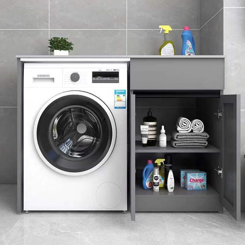 蜂窝铝阳台组合洗衣柜双洗衣机柜烘干机岩板台面定制无水池洗手盆