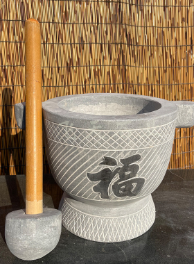 压蒜器蒜臼子青石石臼打糍粑工具家用打年糕石兑窝辣椒缸石窝石缸