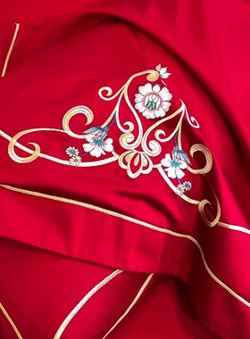 高档180支婚庆四件套红色床单纯棉全棉被套结婚陪嫁床上用品婚房4