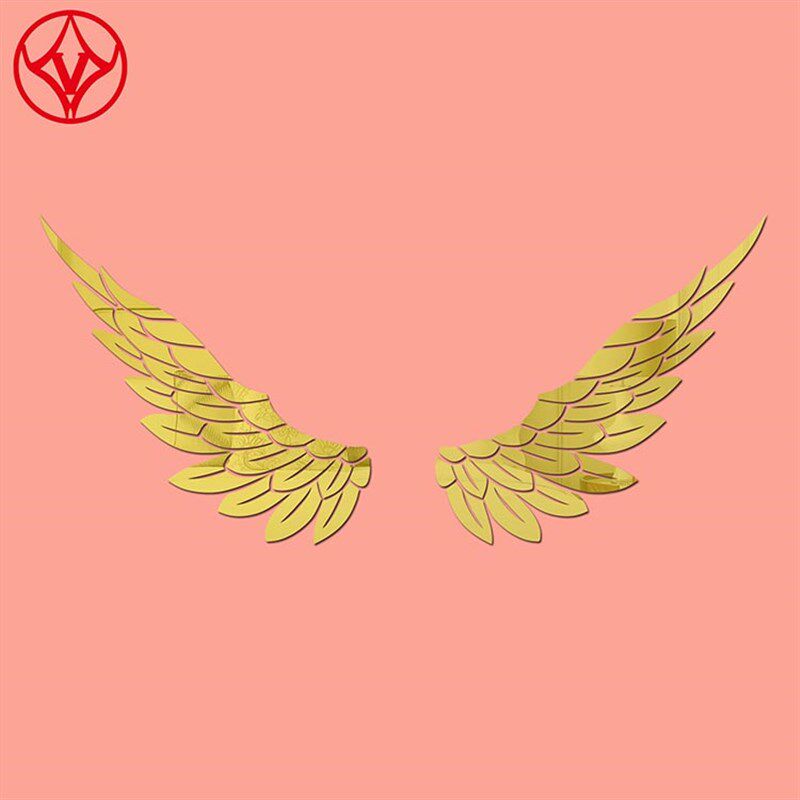 镜面亚克力墙贴遮丑美化装饰自粘立体翅膀羽毛防水卫生间开关贴纸