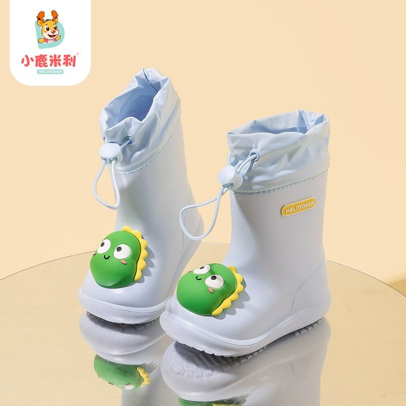 儿童雨鞋男童新款轻便防滑软底卡通可爱幼儿小孩上学束口宝宝雨靴