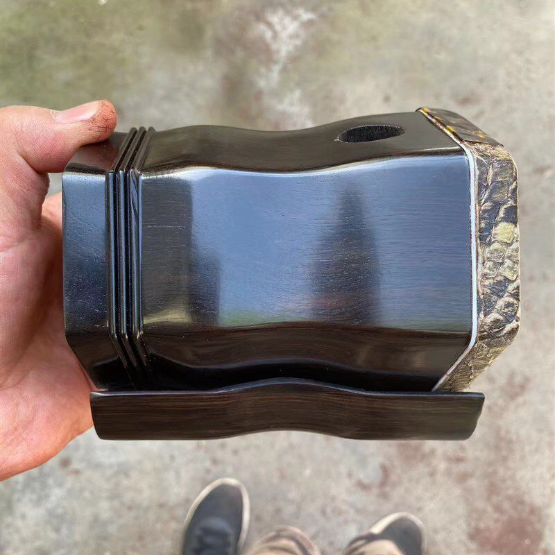 黑檀木二胡筒成品筒带底托上扁孔下方孔二胡配件琴筒可联系选皮花