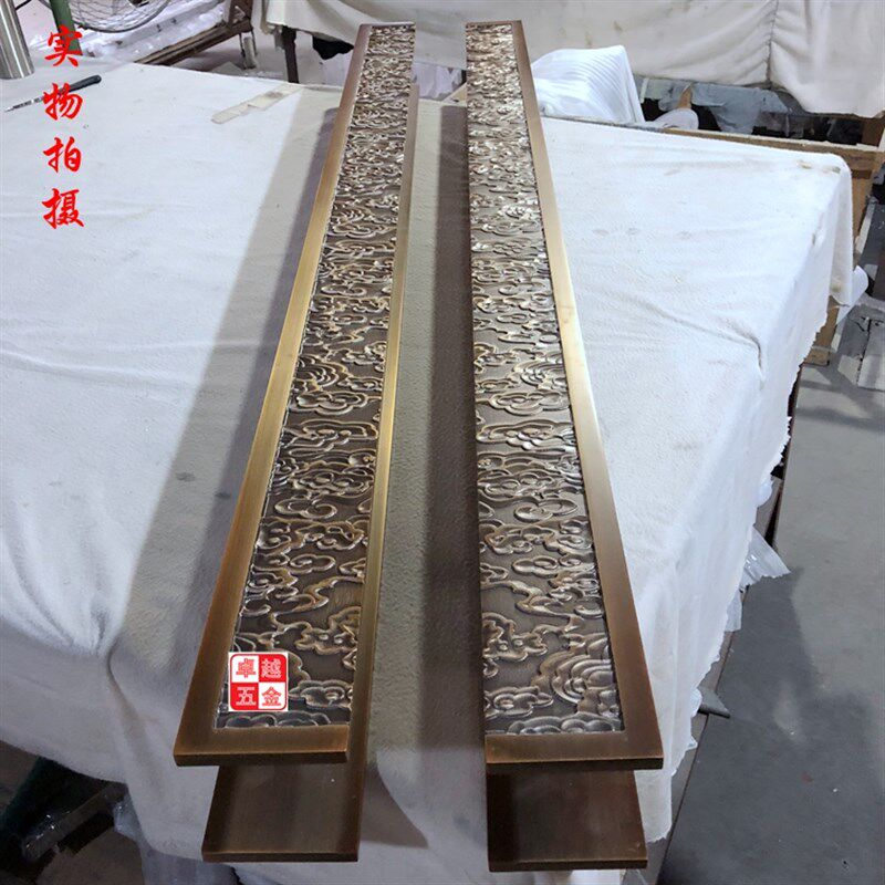 中式仿古祥云大门拉手有无框玻璃门拉手酒店门把手现代欧式长拉手