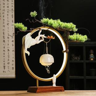 吊炉灯圈摆件家用室内玄关电视柜倒流香香薰摆件 禅意佛手莲花挂式