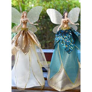 圣诞节装饰品欧式花仙子树脂摆件仙女树顶装饰圣诞树顶星布置礼品