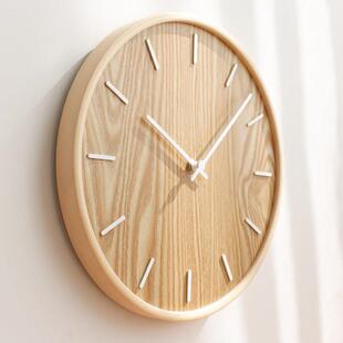 MJK简约现代钟表实木静音时尚挂钟客厅家用时尚静音时尚创意个性