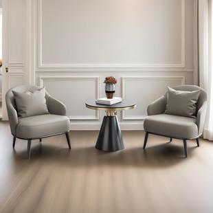 轻奢酒店会所接待区单人小沙发椅美容院休闲洽谈一桌两椅沙发组合