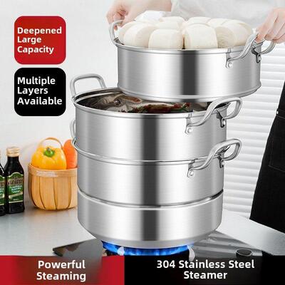 蒸锅商用304不锈钢加厚双层锅大号34 36 30cm二层3三层蒸笼蒸馍锅