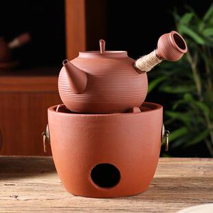 家用陶瓷侧把煮水壶泡茶烧水壶功夫茶炭炉煮茶器 潮州红泥砂铫壶