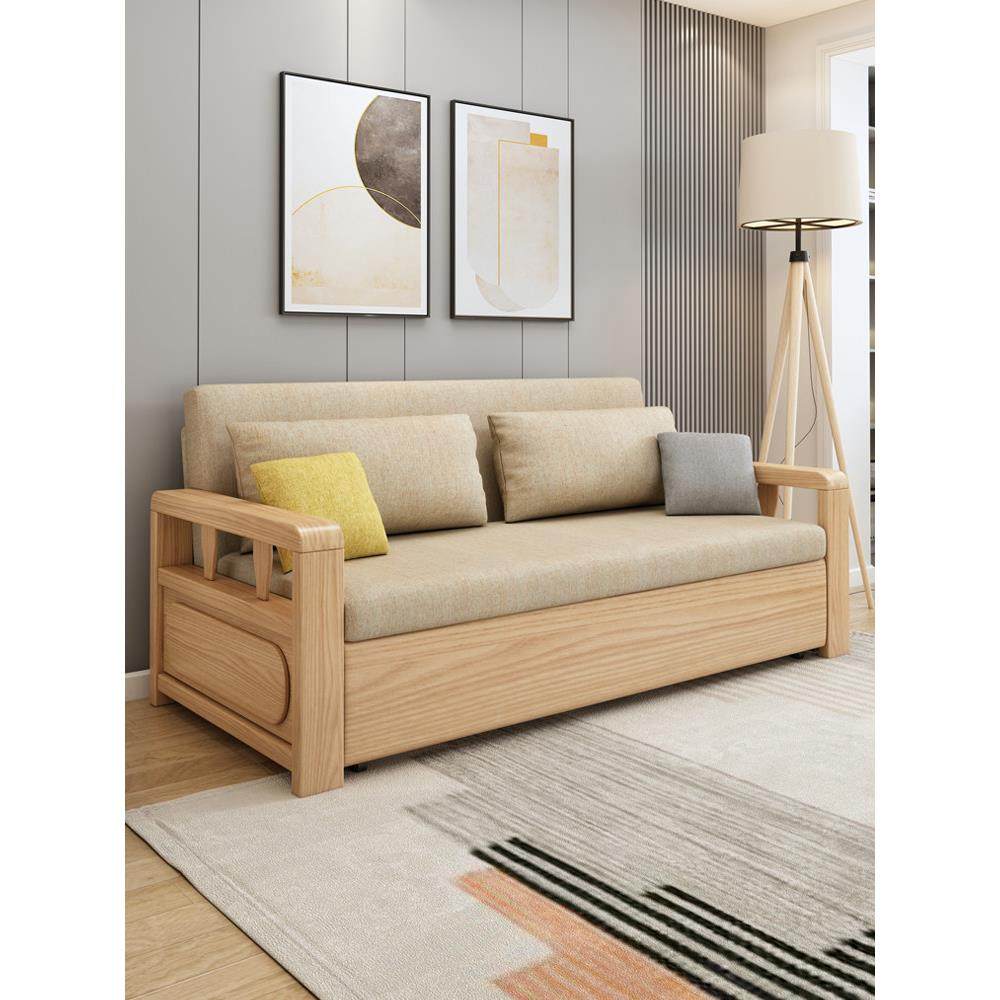 多功能实木折叠沙发床两用小户型客厅2022网红单双人午睡床沙发套