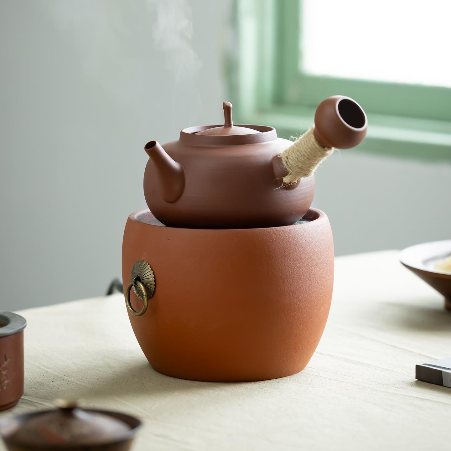 围炉煮茶罐罐茶壶煮茶炉室内家用全套烧烤炉电碳两用炉烤火泥炭炉