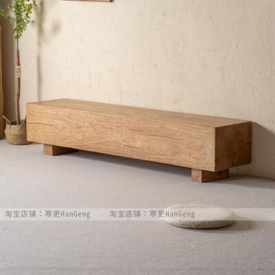 原木长凳实木休息凳创意电视柜覆古换鞋凳做旧长条凳民宿展厅凳