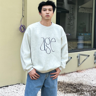 零界素重磅美式圆领字母印花卫衣