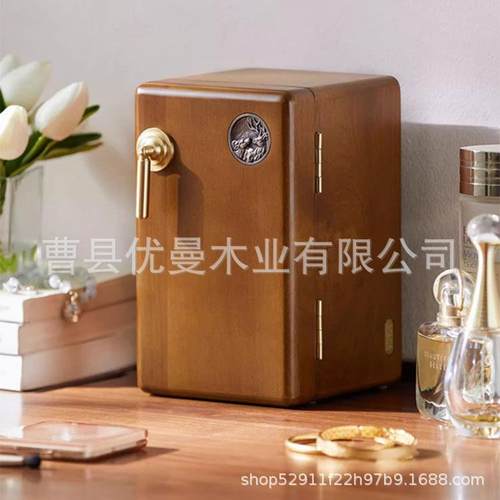 厂家供应复古冰箱多层抽拉式高档精致耳环项链手表收纳盒首饰盒