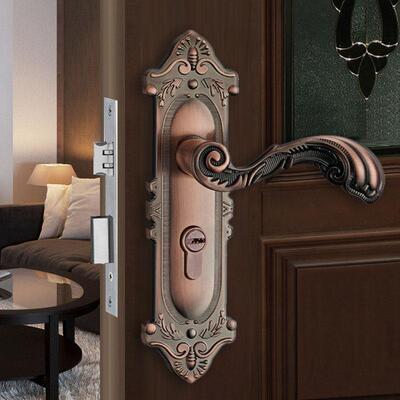 欧式红古铜覆古双舌门锁双开门室内卧室静音房间x90720孔距F155