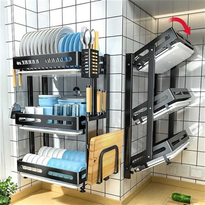 304不锈钢壁挂式晾碗架免打孔厨房置物架放碗盘折叠沥水碗碟筷架