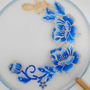 醉清波扇子舞蹈团扇升级版双面刺绣长柄带钻儿童成人走绣摄影古典