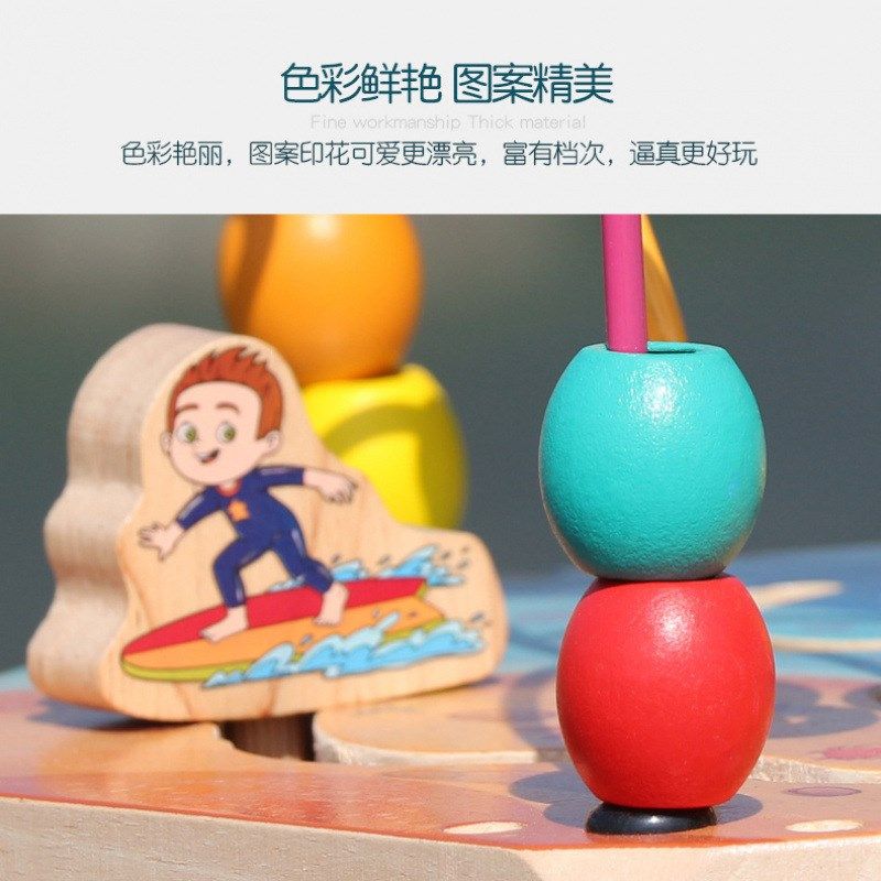 iv儿童大绕珠串珠多功能婴幼儿木制八面体百宝箱0-2岁3宝宝玩