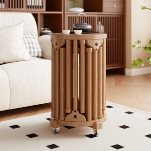 实木可叠放凳子叠叠乐圆凳带滑轮待客餐桌凳木凳备用收纳折叠椅子