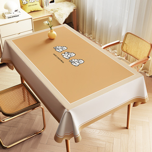 卡通可爱桌布免洗防油防水防烫桌长方形餐桌垫子茶几台布学生桌布
