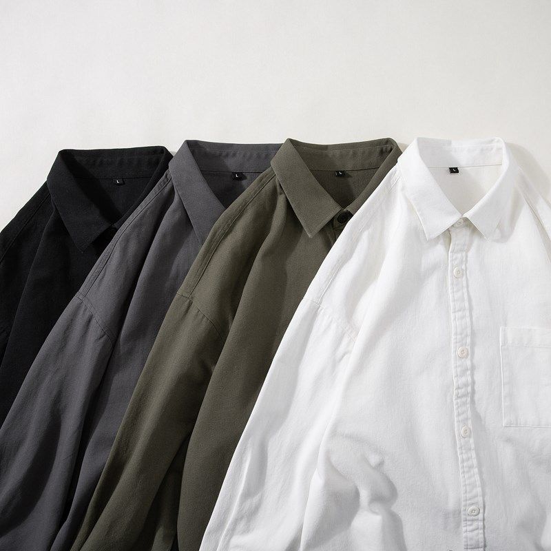 定制长袖衬衫印logo图案大码衬衣宽松西餐厅咖啡馆奶茶工作服班服图片