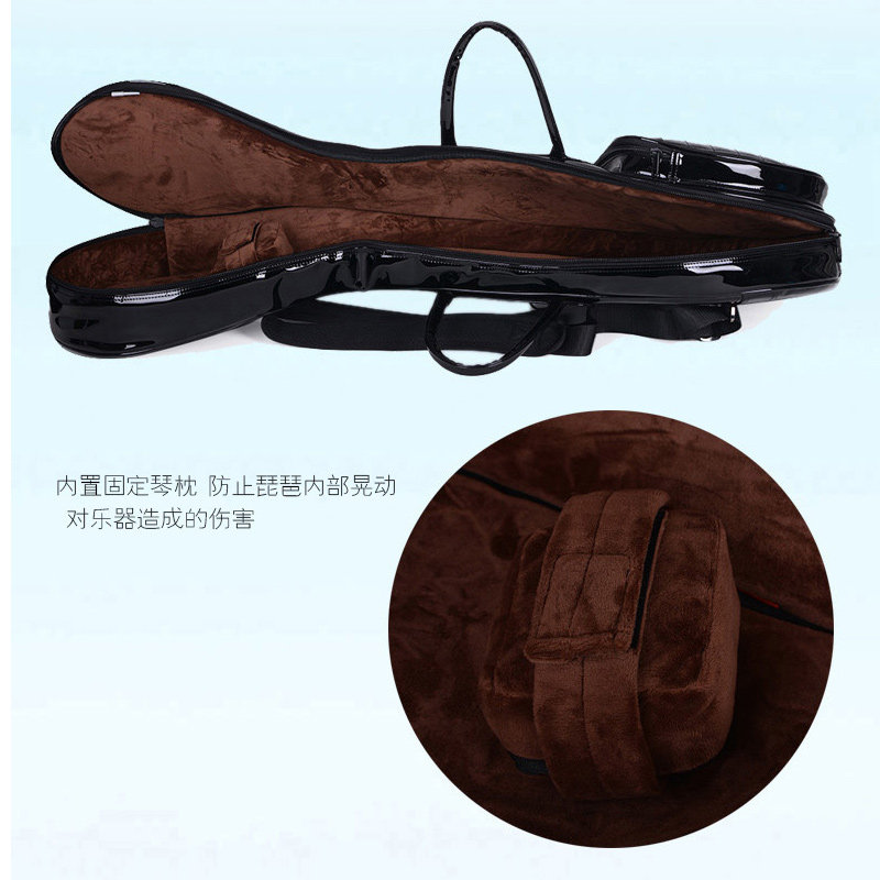 琵琶包漆皮加厚琵琶琴包套成人亮皮双肩背包乐器配件手提袋防摔