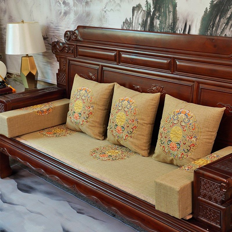 中式红木沙发坐垫罗汉床套罩实木家具椅子沙发垫防滑垫子海绵冬季