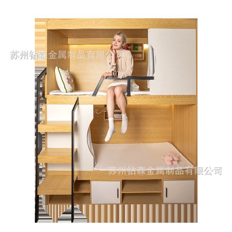 上下铺双层床带窗帘儿童架子床双人实木质成人学校宿舍青旅酒店床