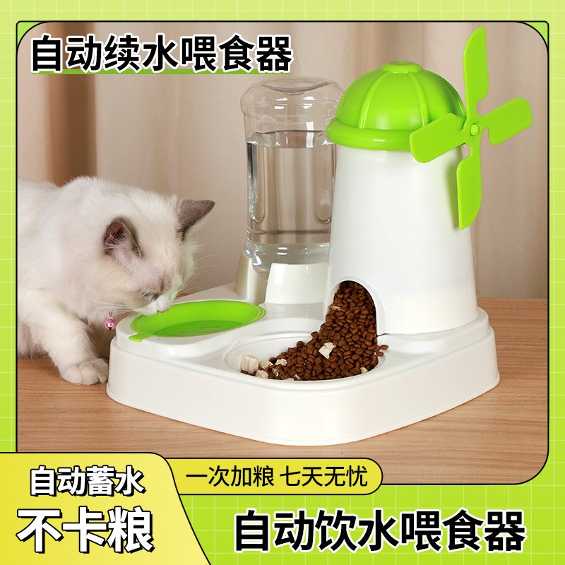 猫咪自动喂食器饮水机大容量猫碗一体流动水不湿嘴喝水自动喂水器