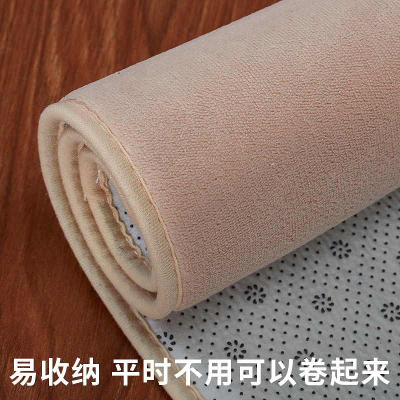 纯色短绒地毯客厅全铺茶几毯卧室床边毯儿童爬行垫高级感绿色垫子