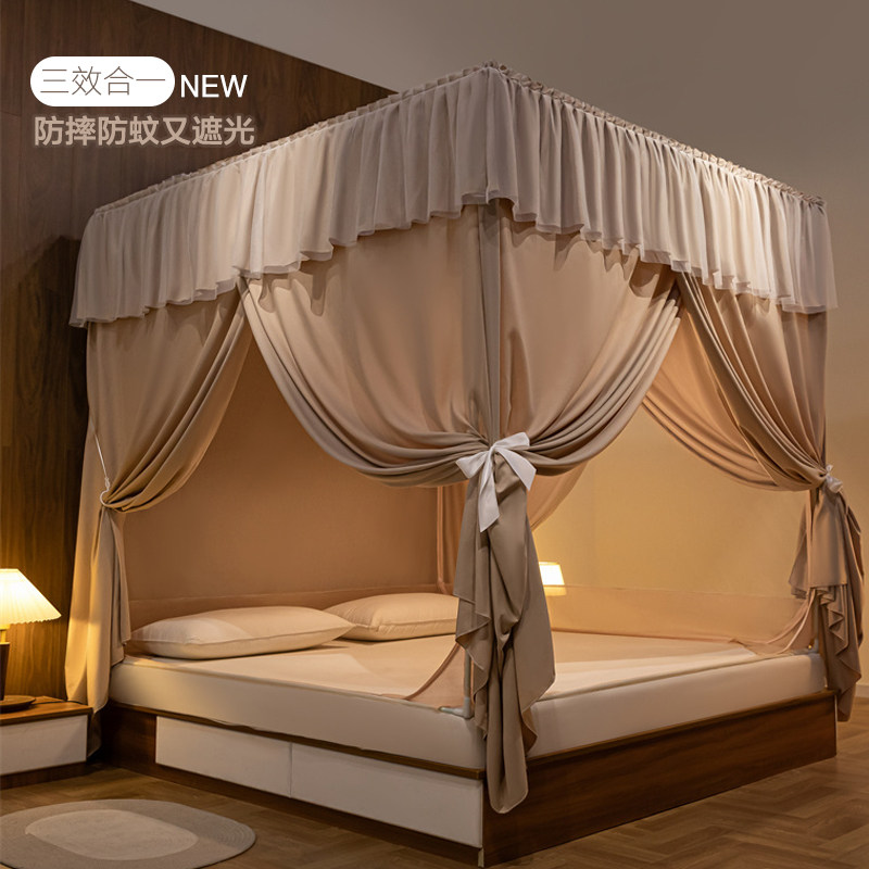 遮光防摔三开门全底o蚊帐全包围高级家用卧室儿童婴儿防掉床防护