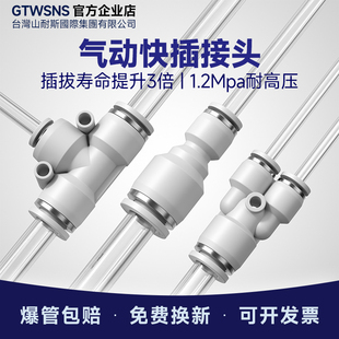 GTWSNS台湾山耐斯集团快速接头PU直通PY三通T型PE变径PUG气动气管