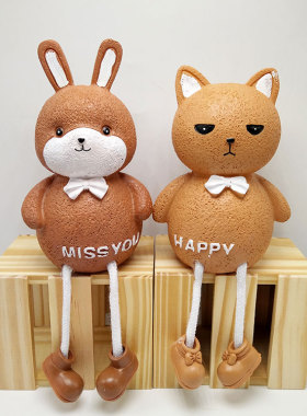 家居客厅卡通人物树脂吊脚娃娃房间室内桌面装饰品小摆件摆设创意