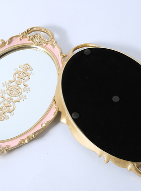 出口欧美复古金宫廷风奢华感雕花手绘镜面托盘茶盘摆件 婚礼摆件