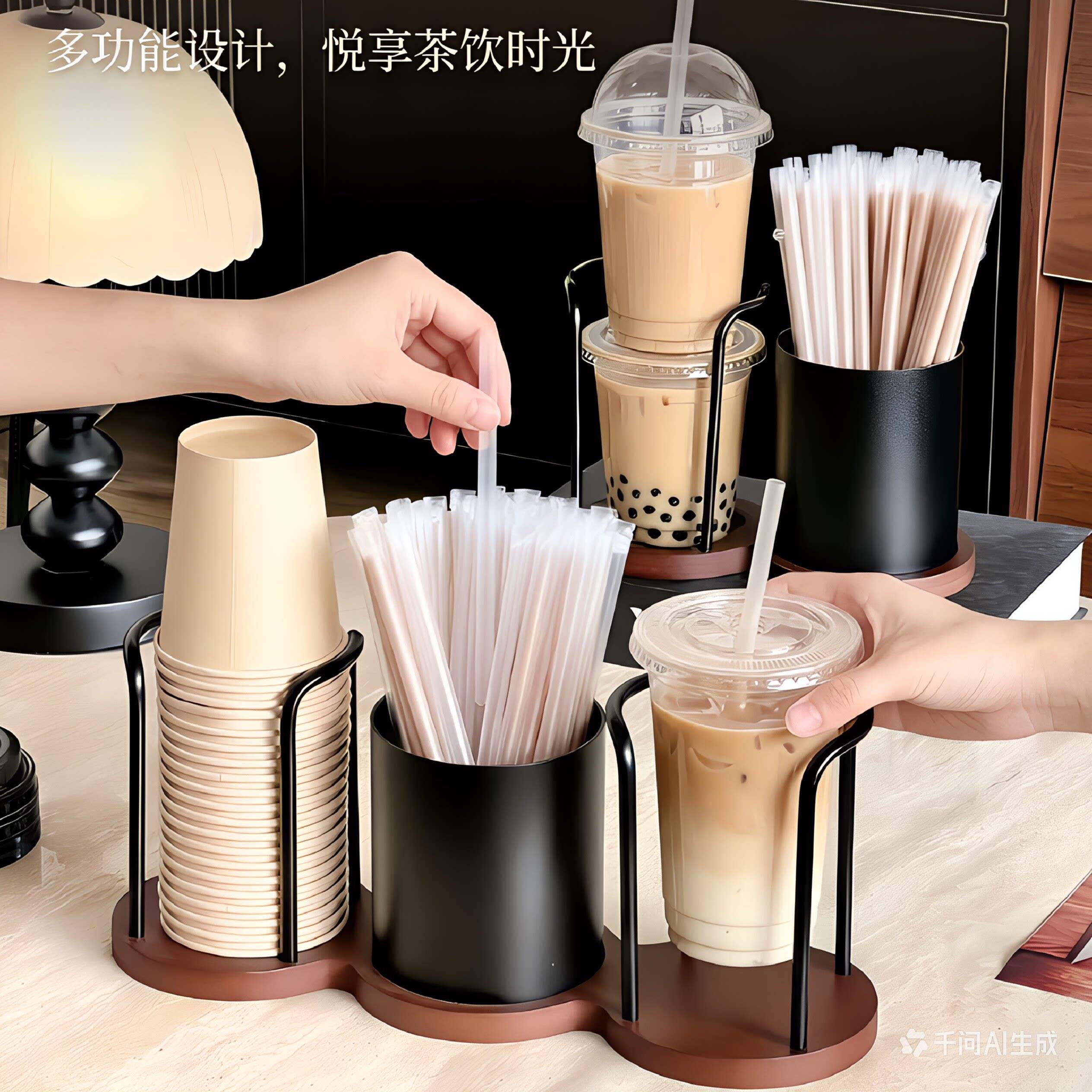 一次性大号奶茶杯架取杯器加大纸杯架水杯收纳放置架倒挂咖啡餐桌