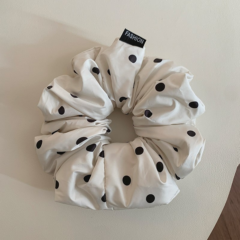 填充棉黑白波点大肠发圈女t高级感韩系侧低马尾发绳扎头发头绳皮