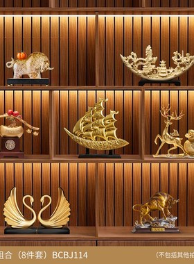 新中式办公室摆件轻奢高档大气上档次H工艺品老板茶室装饰品摆设