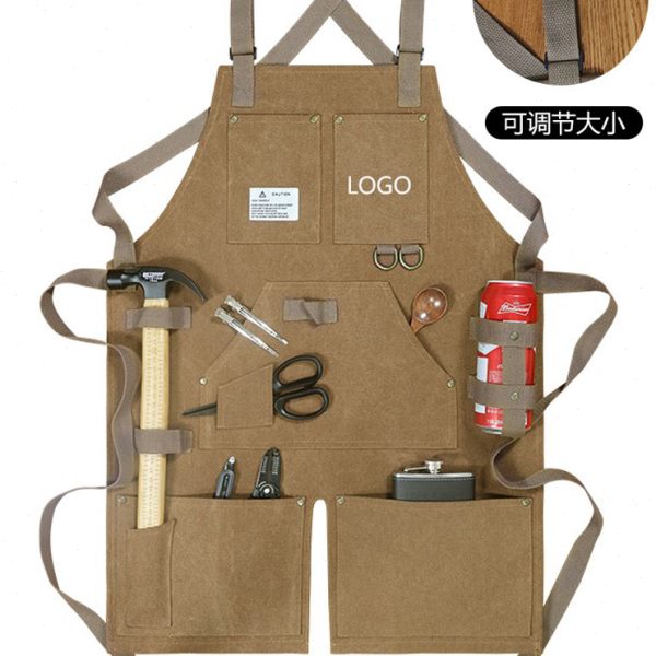 男士厚帆布围裙日式防水耐磨牛仔女工作服园艺师匠人手作定制logo